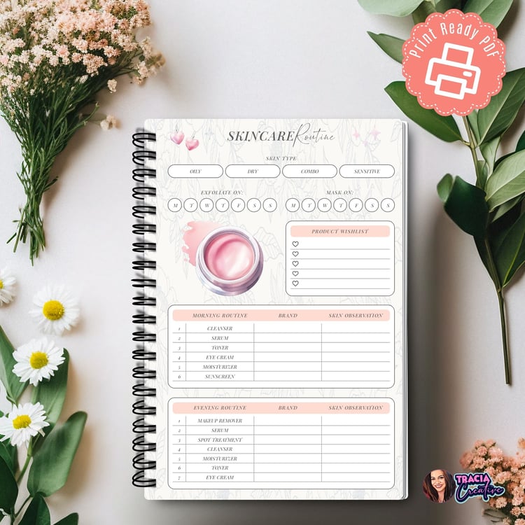 Printable Skin Care Routine Tracker | Tracia Creative