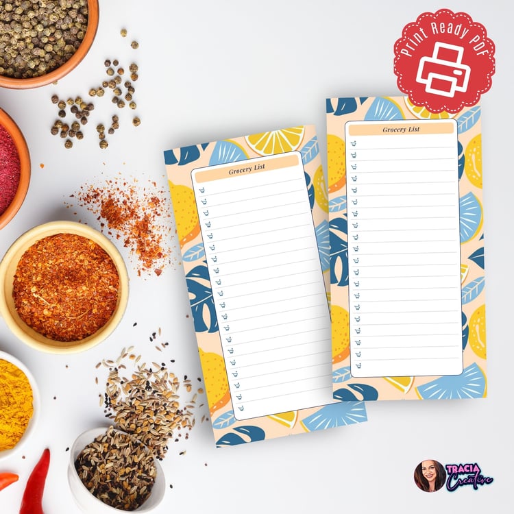 Vibrant Citrus Printable Grocery Shopping List | Tracia Creative