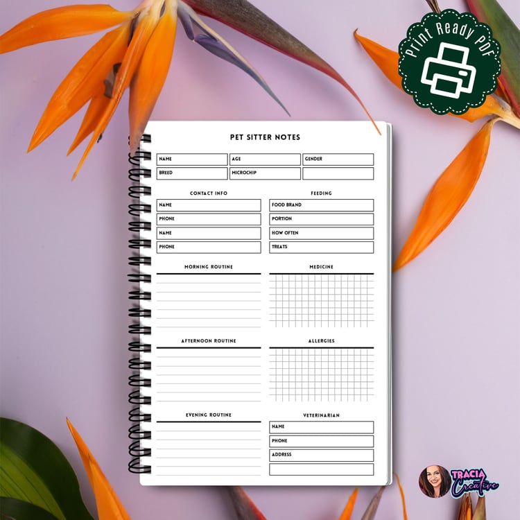 Pet Sitter Notes - Minimalist Design | Tracia Creative