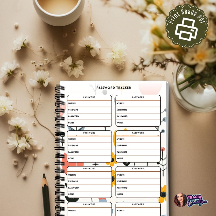 Wildflower Password Tracker | Secure Logins | Tracia Creative
