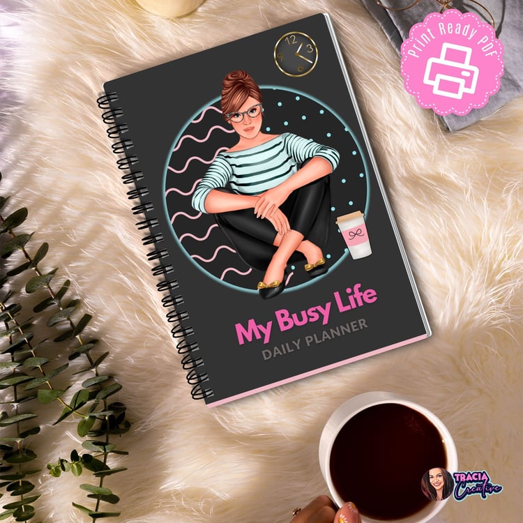 Undated Daily Planner - Dark Mode | Tracia Creative