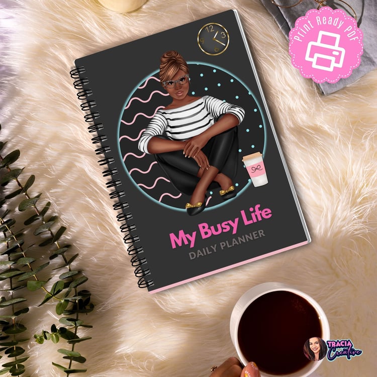 Undated Daily Planner - Dark Mode | Tracia Creative
