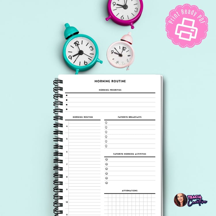 A5 Morning Routine Planner Insert | Tracia Creative