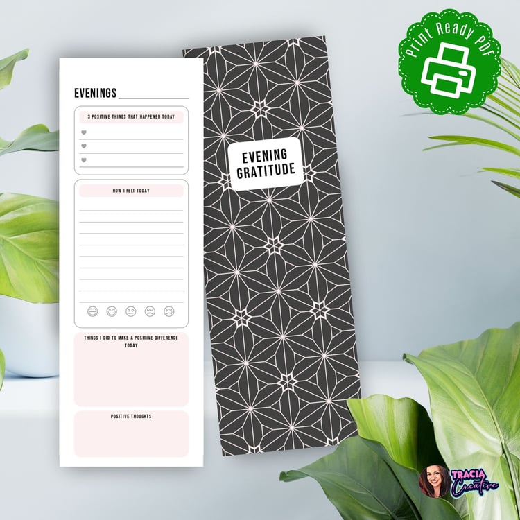 Printable Morning & Evening Gratitude Planner A5 | Tracia Creative