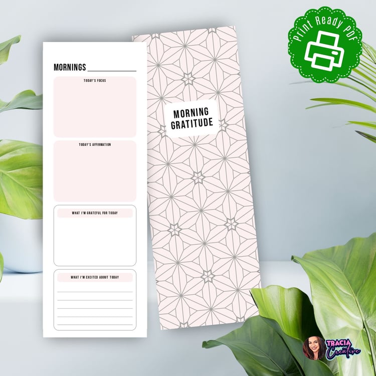 Printable Morning & Evening Gratitude Planner A5 | Tracia Creative