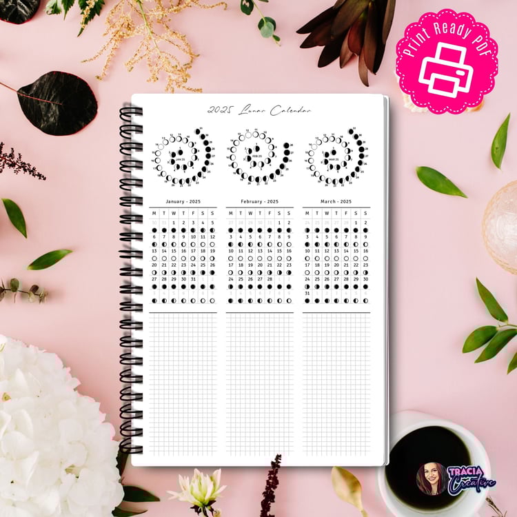 Printable 2025 Lunar Calendar with Notes – Digital Download