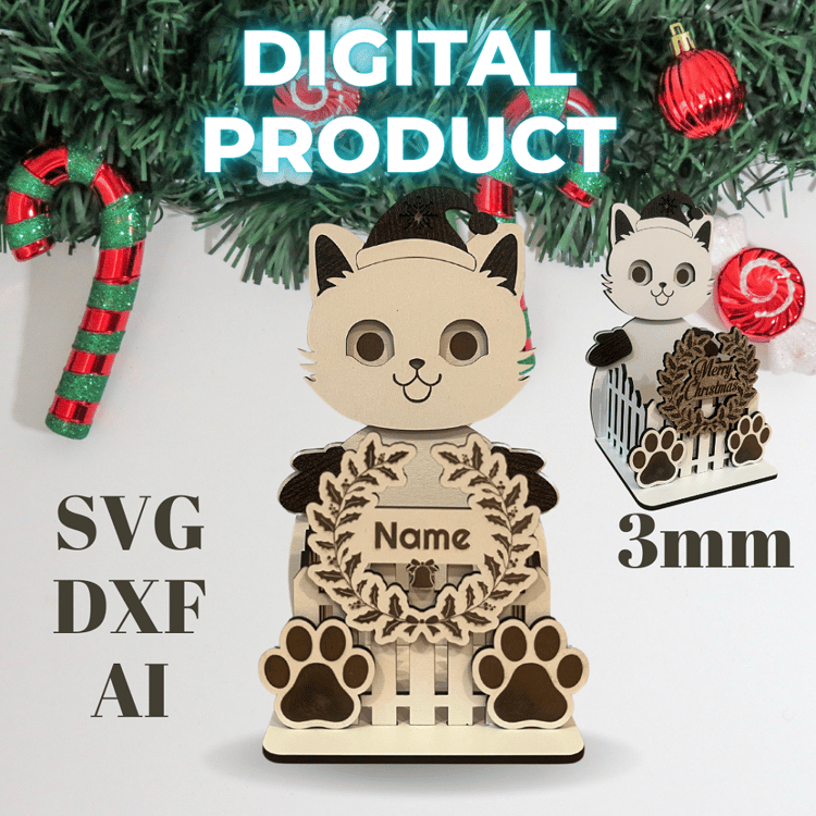 SVG, DXF, and AI Laser Cutting Templates for New Year's and Christmas Decorations and Baskets