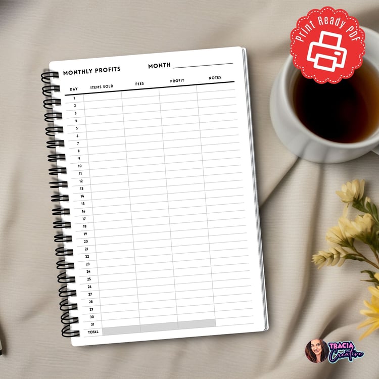 Minimalist Monthly Profit Planner Page | Tracia Creative