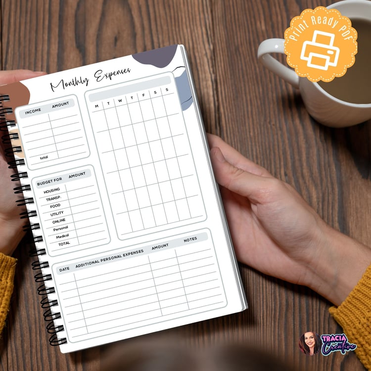 A5 Monthly Expense Tracker - Tracia Creative