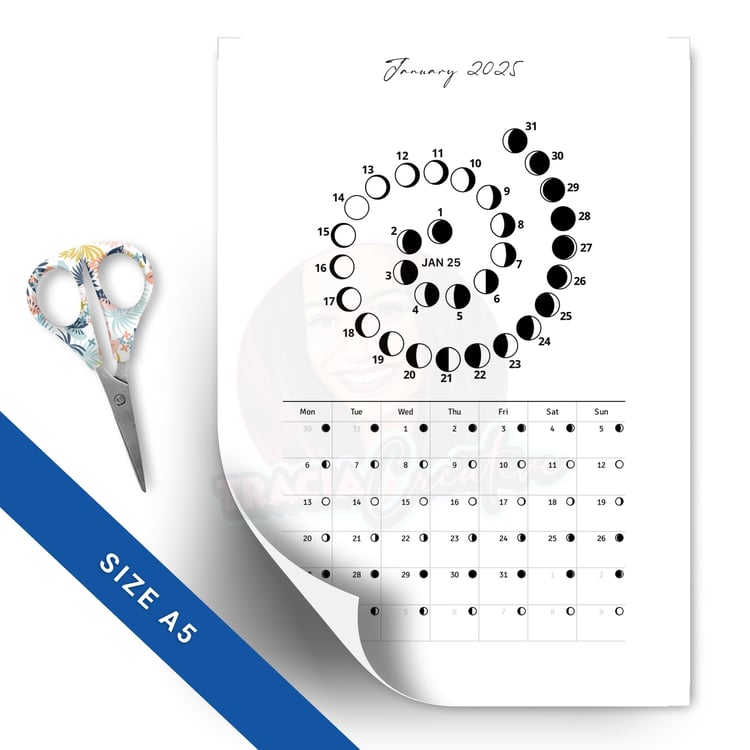 2025 Moon Phases Calendar – A5 Printable
