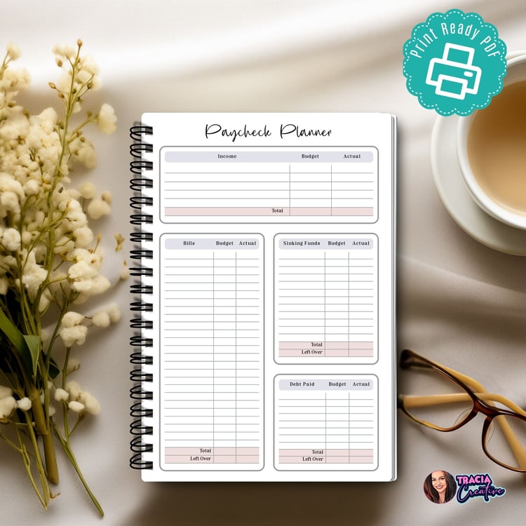 Paycheck Planner - Printable A5 & A5 Budget Insert | Tracia Creative