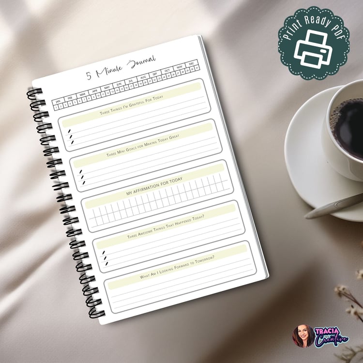5 Minute Journal Printable Planner Insert | Tracia Creative