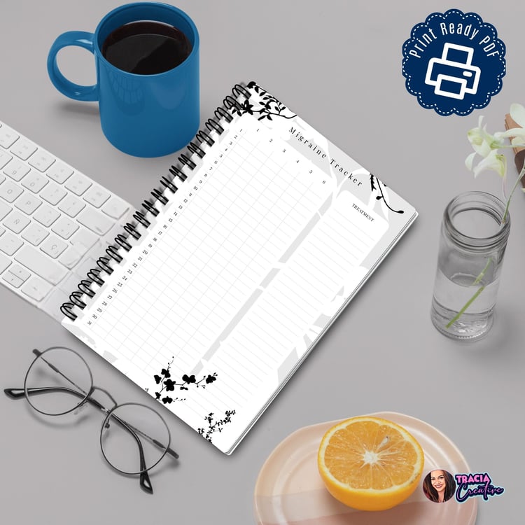 Printable Migraine Tracker A5 Silhouette | Tracia Creative
