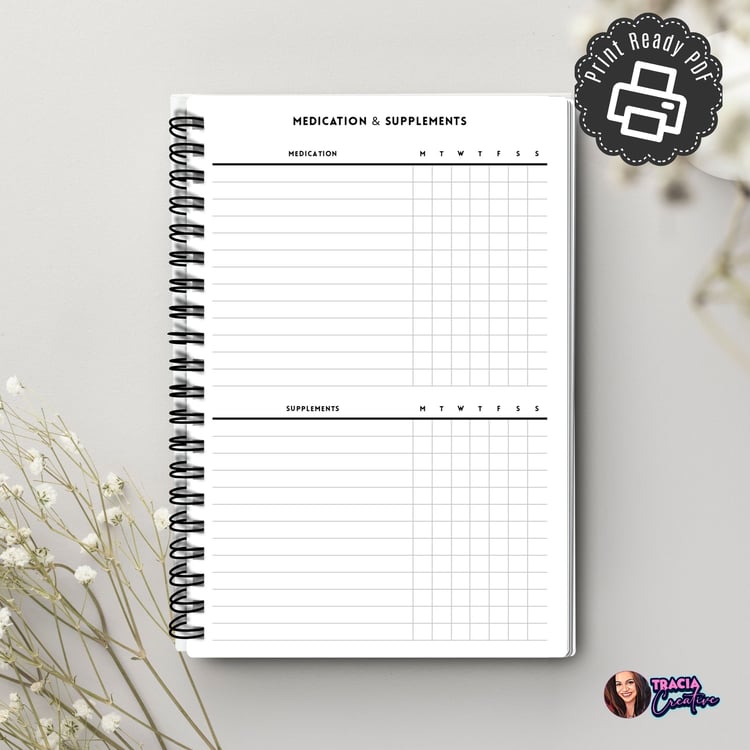 A5 Medication & Supplement Tracker | Tracia Creative