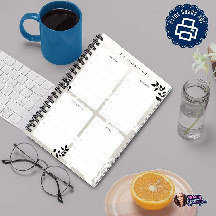 A5 Maintenance Jobs Planner Insert | Tracia Creative