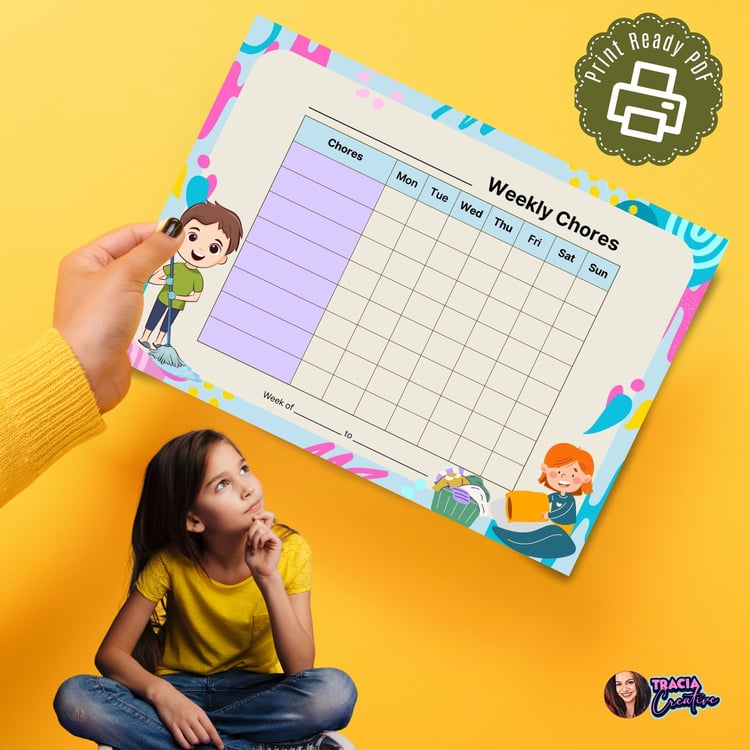 Printable Kids Weekly Chore Chart | Instant PDF Download