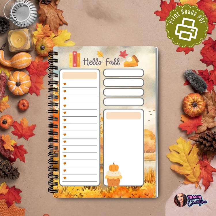 Hello Fall Printable Notepad: A6 Planner Insert | Tracia Creative