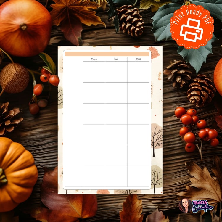 Fall Monthly Planner | Printable | Tracia Creative