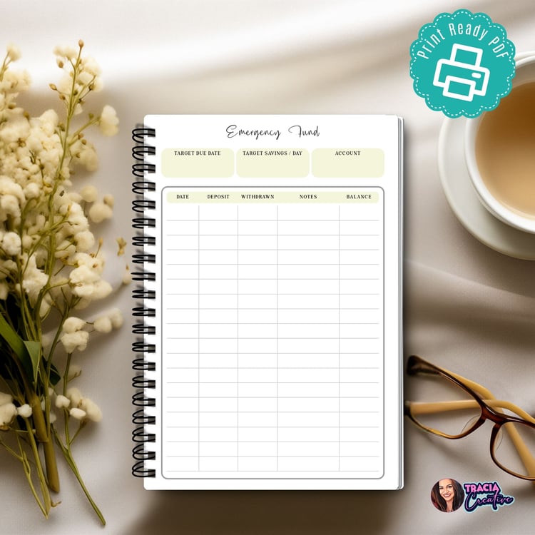 Emergency Fund Tracker - Minimalist A5 Planner | Tracia Creative