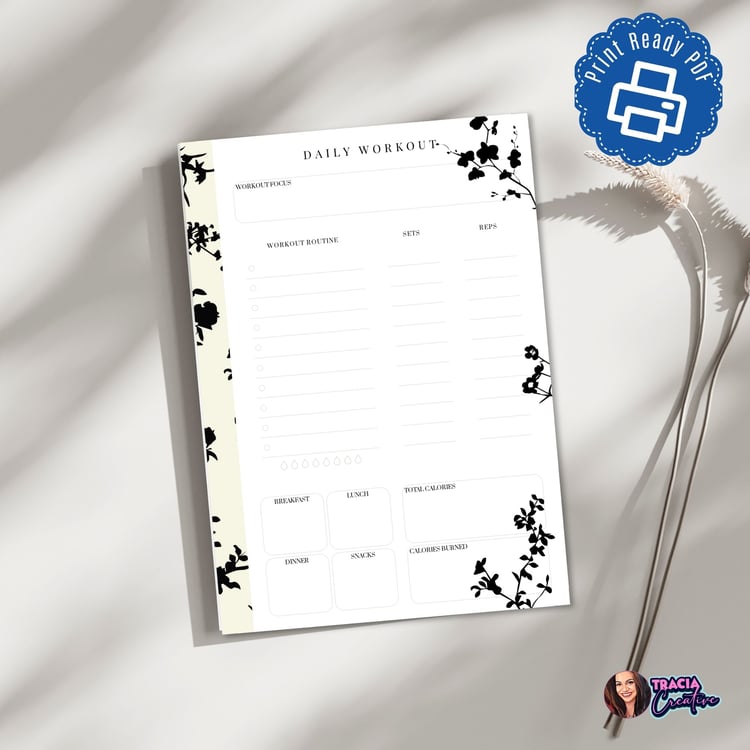 Daily Workout Planner Insert A5 | Tracia Creative