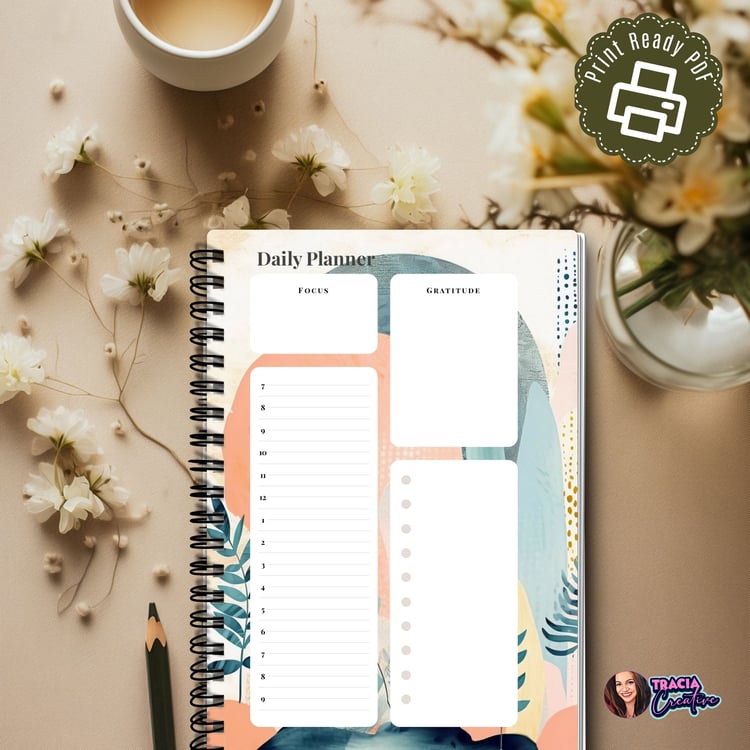 Boho Abstract Daily Planner A5 | Tracia Creative