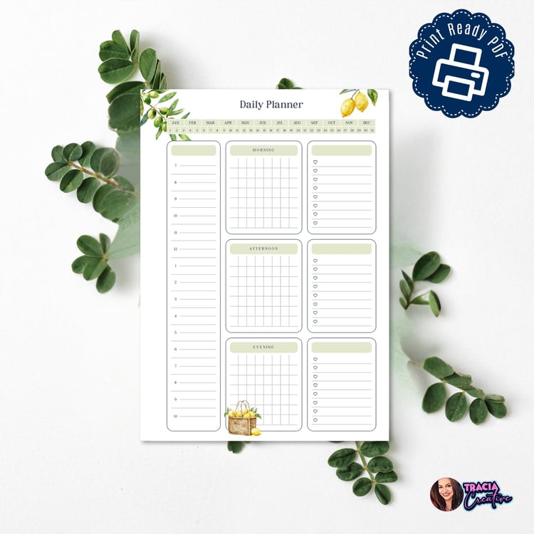 Lemon Daily Planner Insert: A5 Printable | Tracia Creative