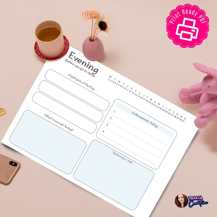 Cute Bugs Morning & Evening Journal | Instant Download PDF | Tracia Creative