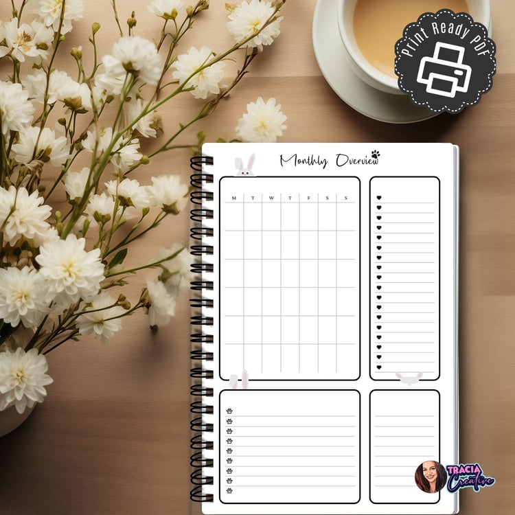 Cute Animals Monthly Overview A5 | Tracia Creative