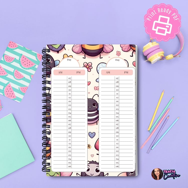 Cute 24 Hour Daily Planner Printable | Daily Planner with Time Slots | Tracia Creative