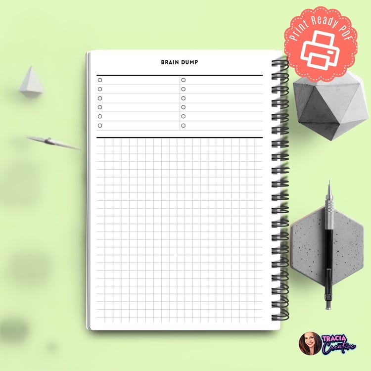 Brain Dump Minimalist A5 | Streamline Thoughts | Tracia Creative
