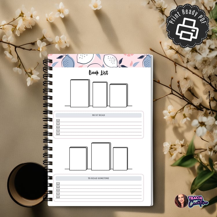 A5 Book List Tracker Printable PDF - Reading Planner | Tracia Creative