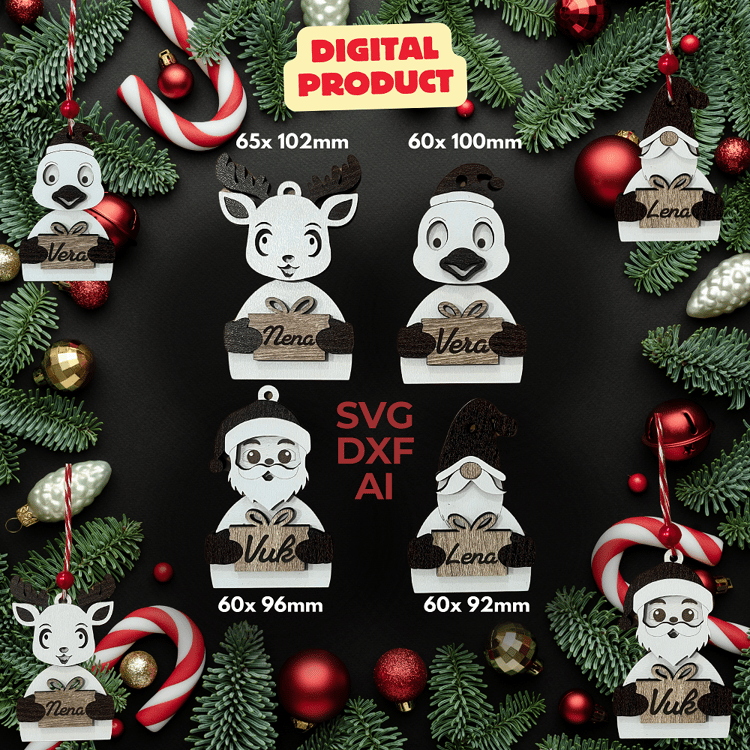 Laser Cut, SVG Files, Christmas Decorations