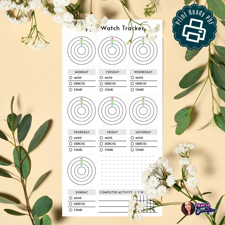 Track Your Goals: Printable Apple Watch Tracker | Tracia Creative