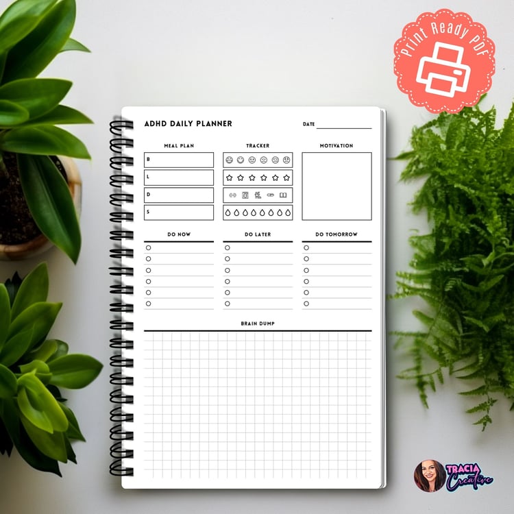 Improved Minimalist Daily ADHD Planner (v2) | Tracia Creative