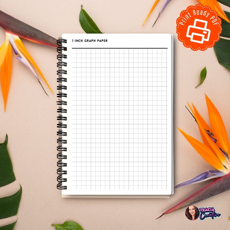 1 Inch Printable Graph Paper - Instant Download - Tracia Creative