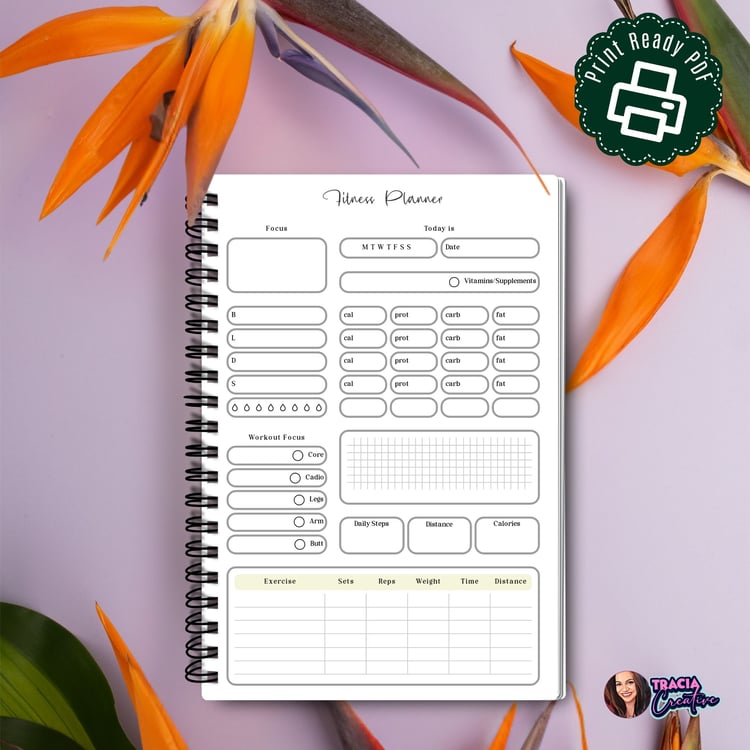 A5 Fitness Planner Minimalist, Workout Planner | Tracia Creative