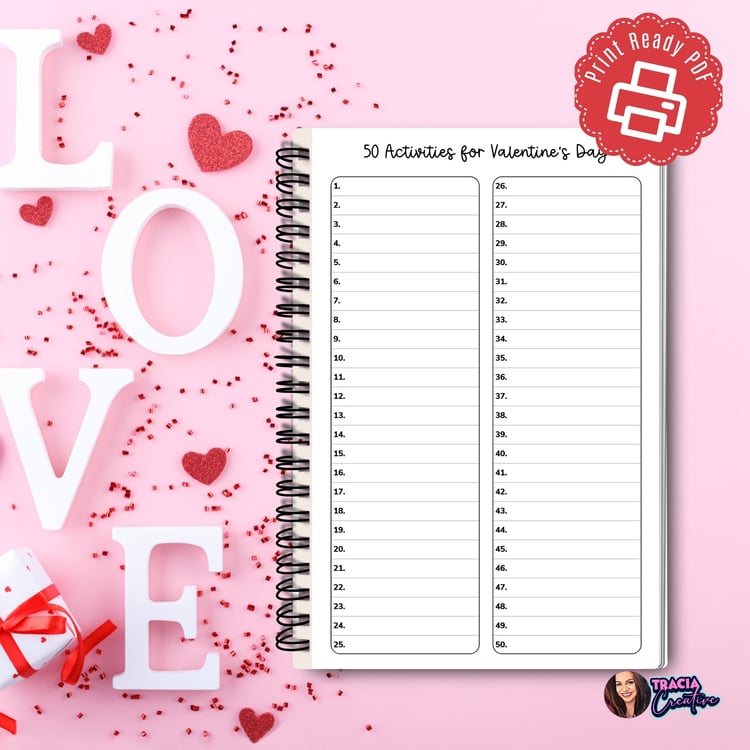 50 Valentines Day Activities A5 Guide | Tracia Creative