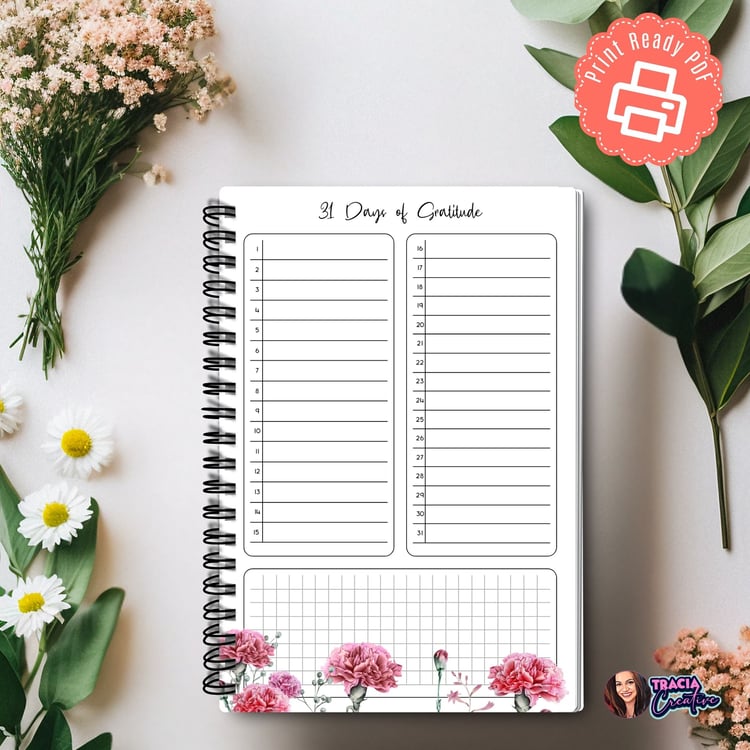31 Days of Gratitude - A5 Printable Planner Insert - Tracia Creative