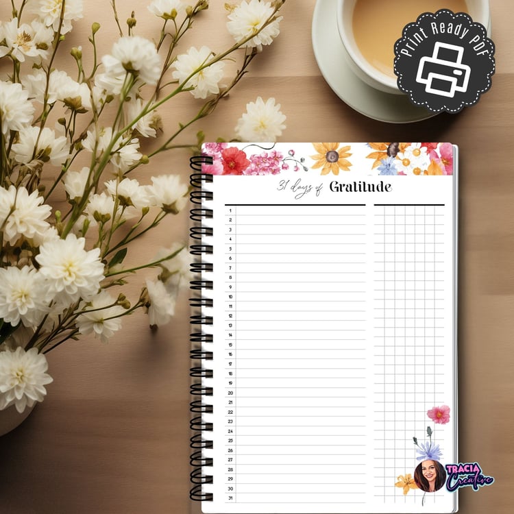 31 Days of Gratitude: A5 Gratitude Planner Insert | Tracia Creative
