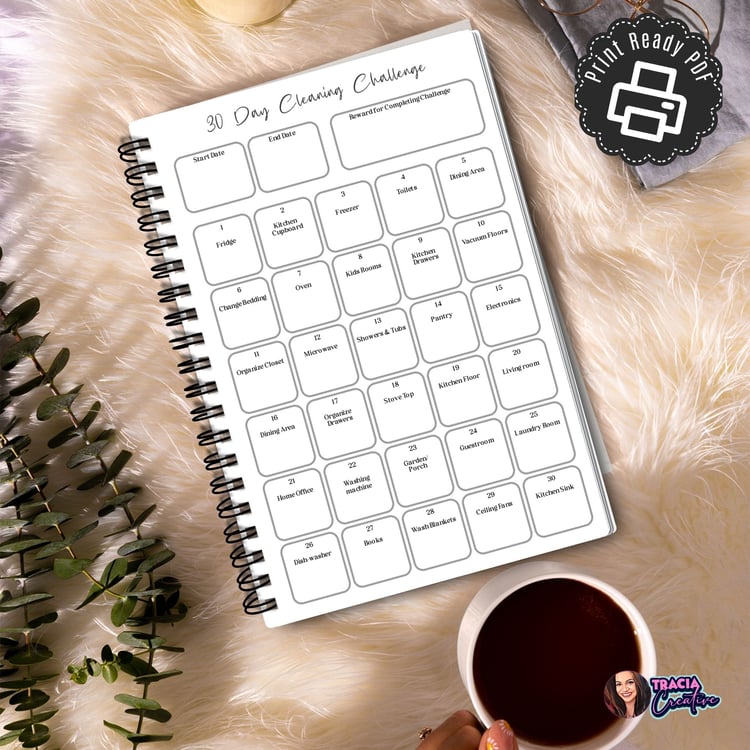 30-Day Cleaning Challenge Planner Insert | Tracia Creative