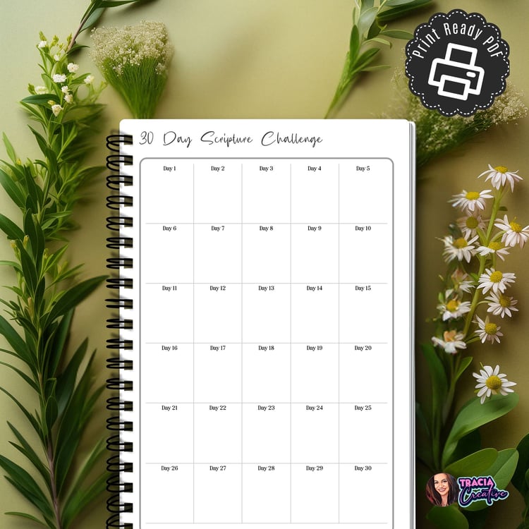 30-Day Bible Scripture Challenge Planner Insert | Tracia Creative