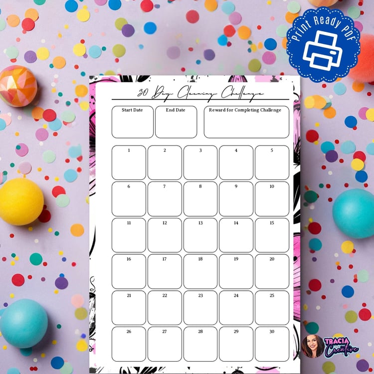 30 Day Printable Cleaning Challenge Planner | Tracia Creative