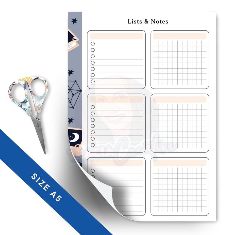 Printable Celestial List & Notes – A5 Digital Download