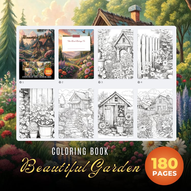 Adult Coloring Book Beautiful Garden - Warong Buku ebook