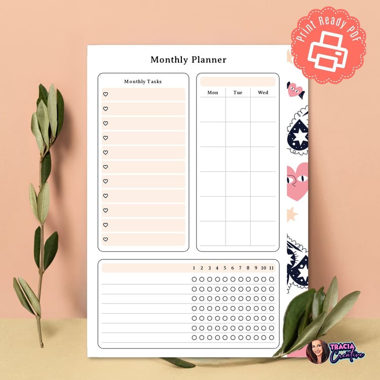Printable Celestial Monthly Planner – A5 PDF Download