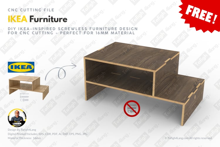 DIY IKEA-Inspired Screwless Furniture Design for CNC Cutting - Perfect for 16mm Material