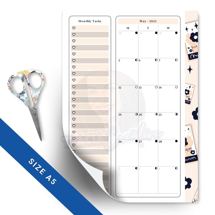Printable Celestial 2025 Monthly Planner – A5 Format