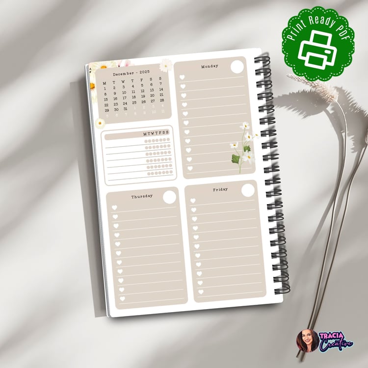2025 Weekly Planner – Meadow-Themed Printable PDF
