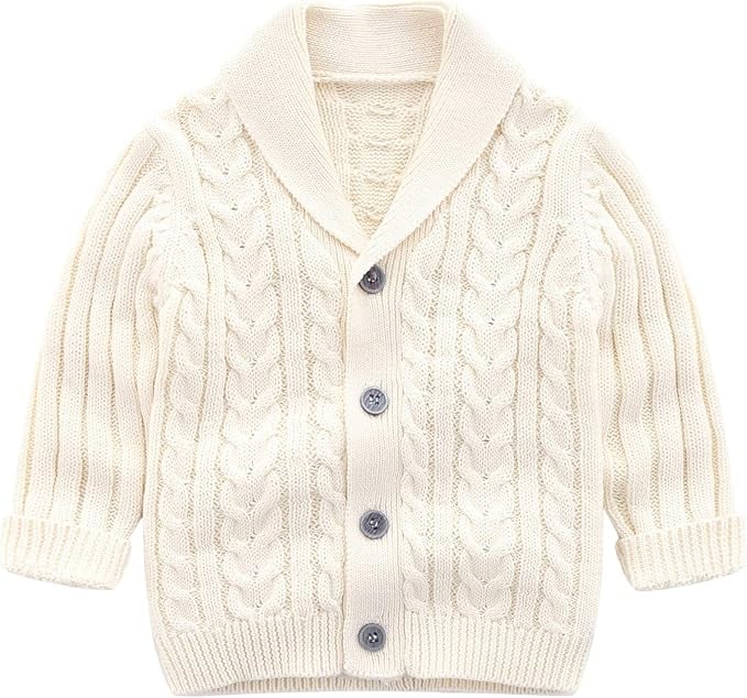 Feidoog Infant Baby Boys Cardigan Crochet Sweater V-Neck，Toddler Knit Button up Knitted Pattern Pullover Sweatshirt