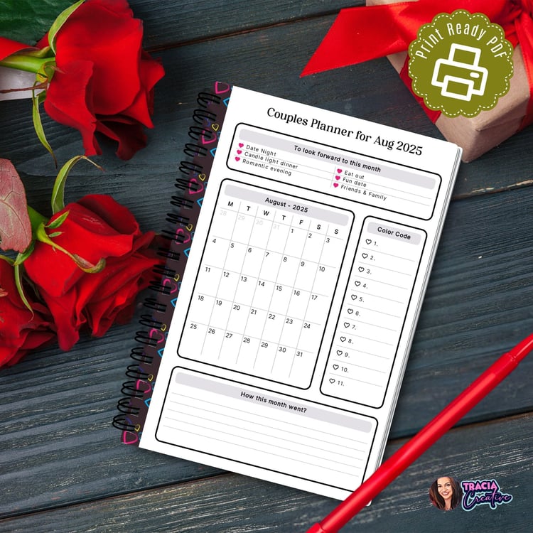 Couples Monthly Planner | Printable Planner Insert | Tracia Creative